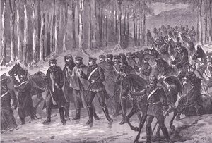 Cavalleria tedesca in viaggio verso Parigi, Cassells History of the War between France and Germany pubblicata da Cassell and Company Limited, c.1890 da German School