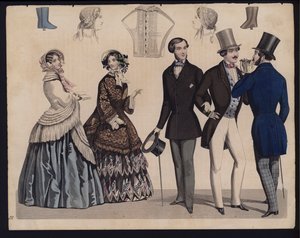 Tavola di moda tedesca, metà del XIX secolo (incisione colorata) da German School