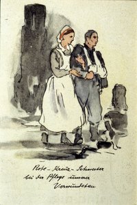 Infermiera tedesca che sostiene un uomo ferito. 1942 da German School