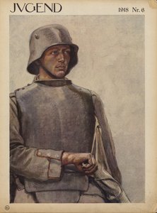Soldato tedesco, Prima Guerra Mondiale (litografia a colori) da German School