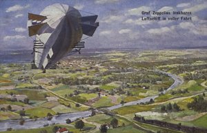Dirigibile di Graf Ferdinand von Zeppelin in volo