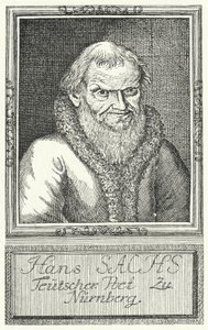 Hans Sachs, drammaturgo e scrittore tedesco (incisione)
