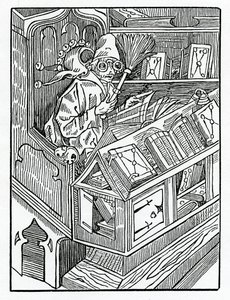 Qui iniziano i folli e prima i libri inutili, illustrazione dalla traduzione inglese di Alexander Barclay di 