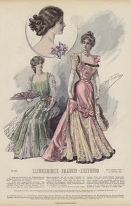 Illustrazione per Illustrirte Frauen-Zeitung (litografia a colori) da German School