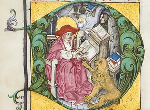 Iniziale D da Epistolae Hieronymus, lettere e trattati di San Girolamo, a cura di Adrianus Brielis da German School
