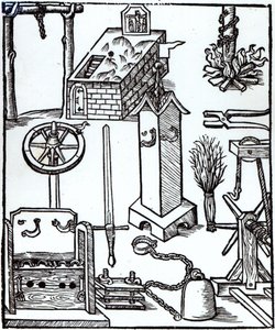 Strumenti di Esecuzione, Punizione e Tortura, illustrazione dal Bamberger Halsgericht, 1507 da German School