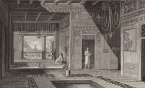 Interno di una casa romana a Pompei. Illustrazione per Bilder-Atlas da German School