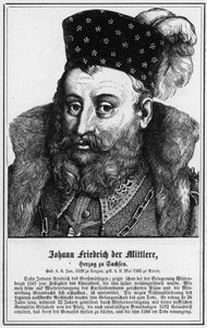 Johann Friedrich il Medio, Duca di Sassonia (incisione) da German School