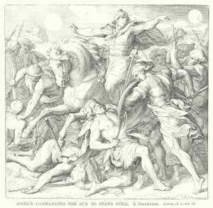 Giosuè comanda al sole di fermarsi, Giosuè, cap x, versetto 12 (incisione) da German School