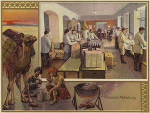 Pubblicità dei fratelli K e S Popov (litografia a colori) da German School
