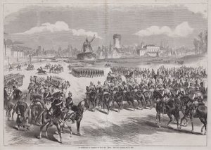Kaiser Guglielmo I di Germania che osserva la sua armata sfilare a Longchamp, Parigi, Francia, marzo 1871 da German School