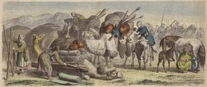 Nomadi kirghisi che allestiscono il loro campo nella Siberia meridionale