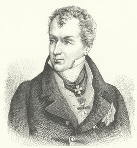 Klemens von Metternich, principe di Metternich-Winneburg, diplomatico e statista tedesco (incisione) da German School