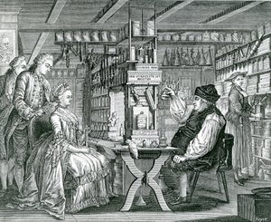 La Farmacia Rustica, stampa di Bartolomaus Hubner (1727-1795), 1774