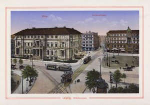Lipsia, Blucherplatz (litografia a colori) da German School