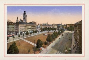Lipsia, Konigsplatz (litografia a colori) da German School