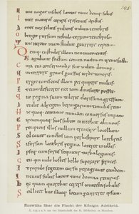Manoscritto scritto da Hrotswitha di Gandersheim che descrive la fuga della regina Adelaide da German School