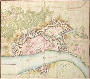 Mappa di Düsseldorf, 1736 da German School