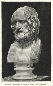 Busto in marmo di Euripide, drammaturgo greco antico da German School