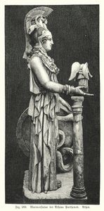 Statua di marmo della dea greca antica Atena, dal Partenone, Atene