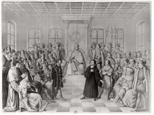 Martin Lutero davanti a Carlo V (1500-58) alla Dieta di Worms, 16 aprile 1521, da 