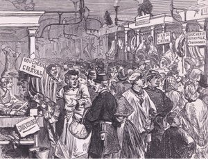 Mercato della carne a Parigi, Cassells History of the War between France and Germany pubblicata da Cassell and Company Limited, c.1890 da German School