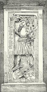 Pietra commemorativa al Duomo di Bressanone del poeta e diplomatico tedesco Oswald von Wolkenstein (incisione)