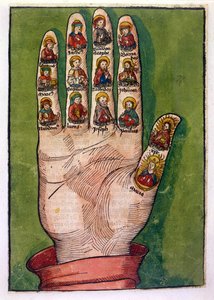 Mano mistica di Brigida di Svezia che raffigura Cristo, la Vergine Maria, gli apostoli e altri, 1491 da German School