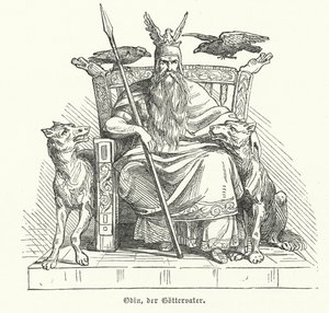 Odino, dio della mitologia norrena (incisione) da German School