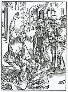 Di rottura e ferimento di amicizia e amicizia, illustrazione dalla traduzione inglese di Alexander Barclay di 