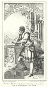 Oswald von Wolkenstein, poeta, compositore e diplomatico tedesco (incisione) da German School