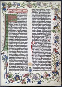 Pagina dalla Bibbia di Gutenberg, con illuminazione di Erfurt da German School