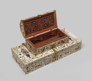 Cofanetto nuziale in avorio dipinto, 1600-99 da German School