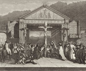 Rappresentazione della Passione a Oberammergau, Baviera, Germania. Illustrazione per Bilder-Atlas