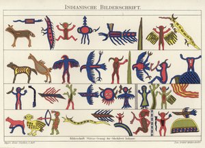 Immagini della scrittura vocale dei nativi americani Wabino-Odschibwa da German School