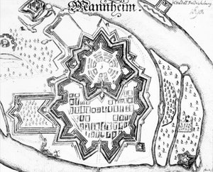 Piano di Mannheim, Germania 1690 da German School