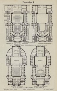 Piani del Teatro Reale, Wiesbaden e del Teatro Comunale, Rostock, Germania da German School