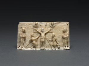 Placca da un altare portatile: La Crocifissione, Valle del Reno Inferiore, 1050-1100