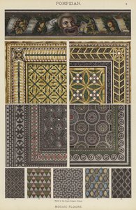 Pompeiano, Pavimenti a mosaico (litografia a colori) da German School
