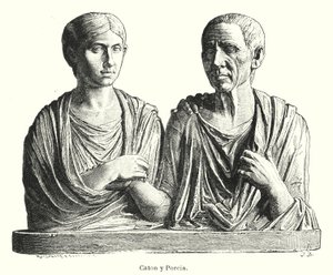 Porcia e Catone, lapide romana antica da German School