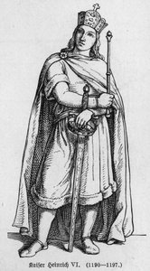 Ritratto di Enrico IV, noto come Il Severo o Il Crudele (1165-1197), Re di Germania. Incisione in 