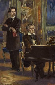 Ritratto di Re Ludwig II e Richard Wagner da German School