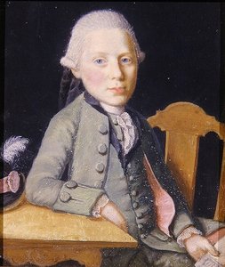 Ritratto di un giovane seduto che tiene una lettera, c.1750 da German School