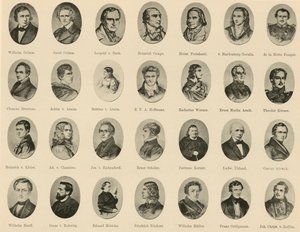 Ritratti di famosi tedeschi da Ritter vom Deutschen Geiste (litografia) da German School