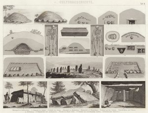 Camere funerarie preistoriche. Illustrazione per Bilder-Atlas (incisione)
