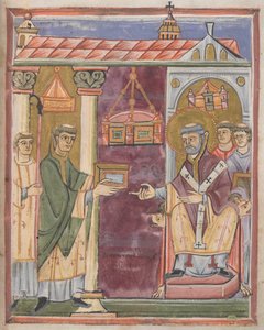 Sacerdote che presenta un libro [a Sant