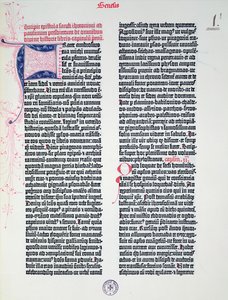 Prologo della Bibbia di Gutenberg, stampata da Johannes Gutenberg (c.1400-68) e Peter Schoeffer (1425-1502) a Magonza, 1454-56 da German School