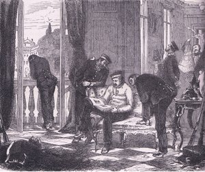 Prussiani in occupazione di una villa vicino a Parigi, Cassells History of the War between France and Germany pubblicata da Cassell and Company Limited, c.1890