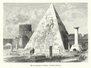 Piramide di Cestio, tomba di Gaio Cestio, Roma, costruita nel 12 a.C. (incisione) da German School