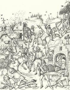 Devastazione e saccheggio di un villaggio (incisione) da German School
